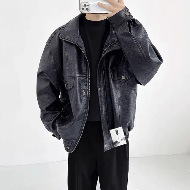 【小众设计英伦风美拉德皮衣】布客行 痞帅酷飒不羁狂野硬朗摇滚机车叛逆基础简约工装防风防水款翻领秋冬百搭休闲外套  夹克 男女同款