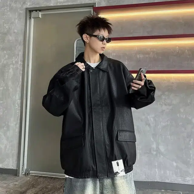 布客行 【美式复古高街机能风防风机车翻领】潮酷前卫时髦摩登赛博朋克痞帅酷飒不羁狂野拉链宽松重磅舒适通勤百搭休闲夹克 男女同款