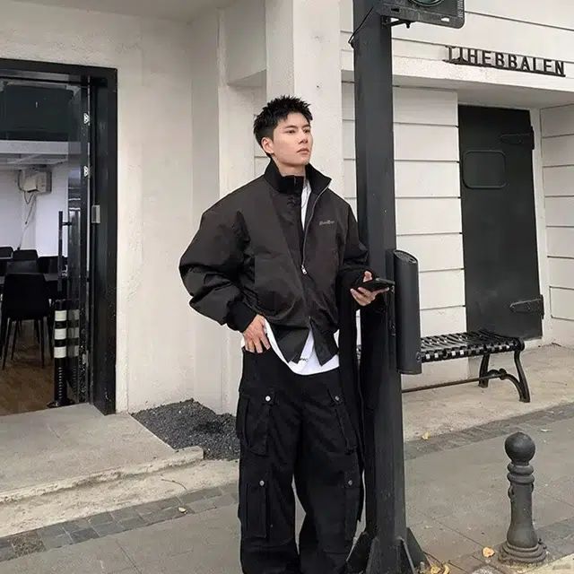布客行 美式高街飞行员廓型设计白鸭绒三防风防泼水御寒保暖短款工装机车风长袖拉链休闲百搭教练夹克外套立领羽绒服 男女同款