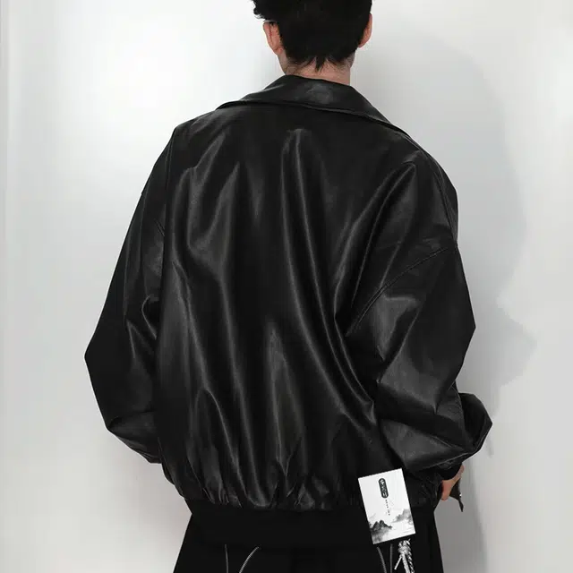 【美式复古潮流防水仿皮外套】布客行 痞帅酷飒不羁狂野硬朗摇滚机车叛逆扎染慵懒休闲宽松重磅舒适通勤个性百搭夹克 男女同款