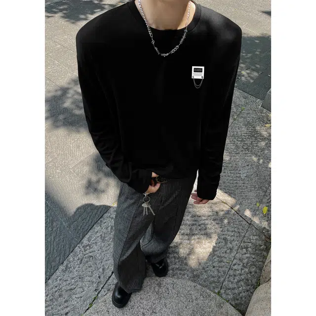 【可外穿打底保暖仿绵羊绒】布客行 美式复古高街轻奢老钱重磅慵懒垂感落肩港风宽松休闲舒适纯色基础百搭可内搭可拆卸胸针卫衣 男女同款