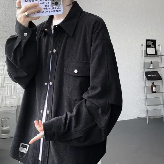 【设计感褶皱可穿230斤】布客行 拼接明线可拆卸胸针美式高街复古港风回潮垂感慵懒风纯色轻奢休闲舒适百搭早秋长袖衬衫 男女同款