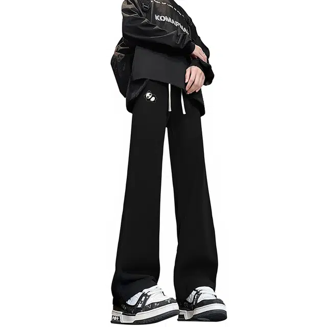 【巴黎柳叶弯刀裤】布客行 显高显瘦显腿长美式水洗复古直筒高街舒适亲肤透气熊猫扣休闲百搭微喇纯色长裤抽绳弹力松紧腰牛仔裤 男女同款