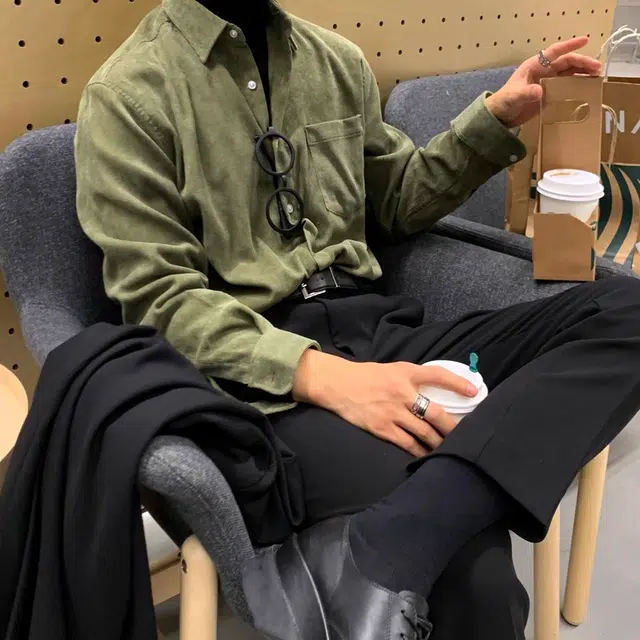 布客行 美式复古灯芯绒纯色宽松休闲百搭衬衫 男女同款