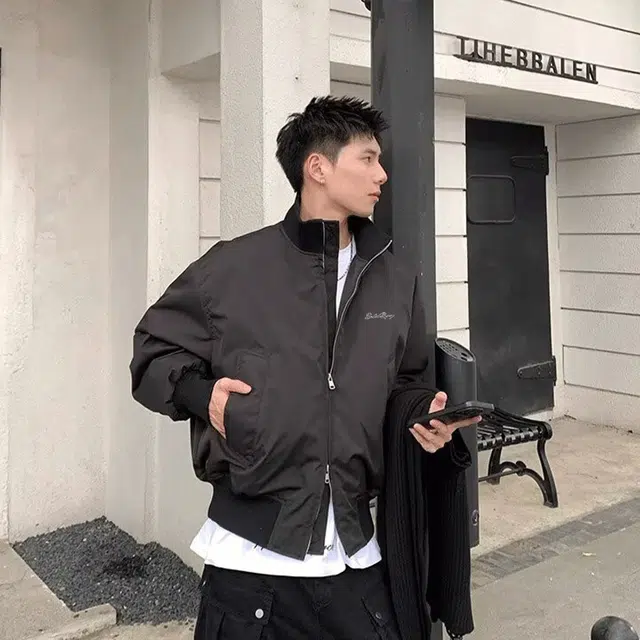 布客行 美式高街飞行员廓型设计白鸭绒三防风防泼水御寒保暖短款工装机车风长袖拉链休闲百搭教练夹克外套立领羽绒服 男女同款