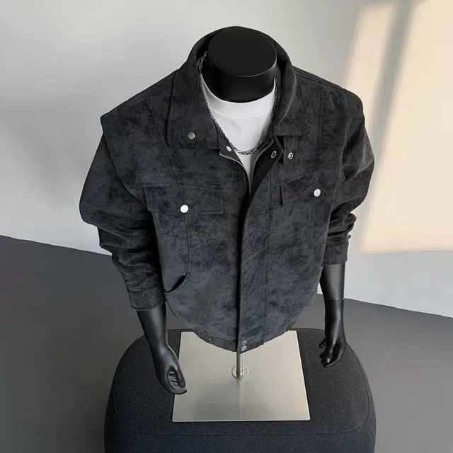 【绒感雾花皮外套裤子一套】布客行 机车风高街扎染色美式复古上衣夹克直筒水洗做旧微喇基础款松紧腰抽绳牛仔裤休闲运动套装 男女同款