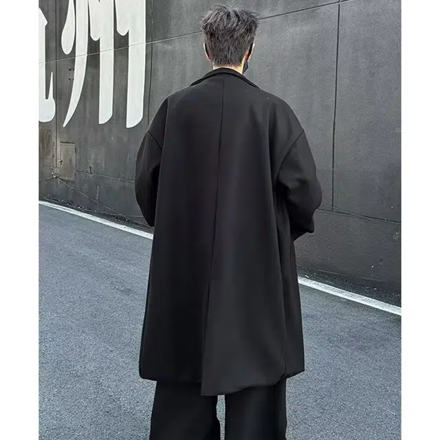 布客行 小个子可穿韩系基础长款过膝宽松舒适大口袋西装领保暖英伦风毛呢子外套高级感风衣休闲百搭落肩翻领长袖慵懒老钱风大衣 男女同款