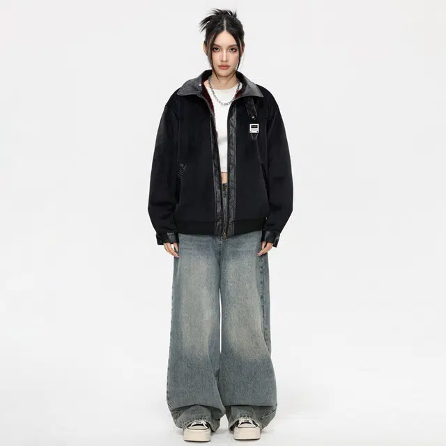 【派克服双面穿】布客行 狼纹绒感座山雕蟒纹拼皮仿水貂兔绒哈灵顿轻奢老钱高级硬挺重工美式复古高街机能美拉德防寒保暖棉服 男女同款