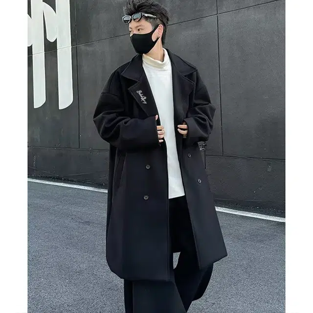 布客行 小个子可穿韩系基础长款过膝宽松舒适大口袋西装领保暖英伦风毛呢子外套高级感风衣休闲百搭落肩翻领长袖慵懒老钱风大衣 男女同款