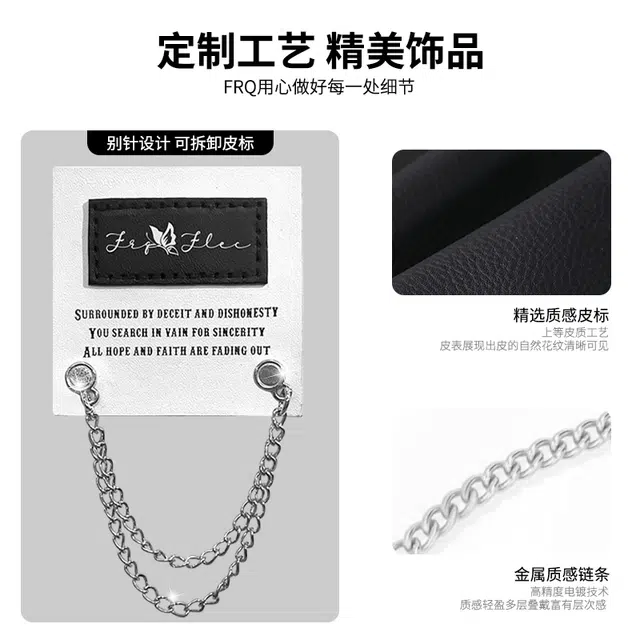 布客行 美式高街水洗做旧绅士皮标链条简约基础款工装翻领开衫夹克休闲百搭单排扣宽松港风柔软透气落肩长袖牛仔外套 男女同款