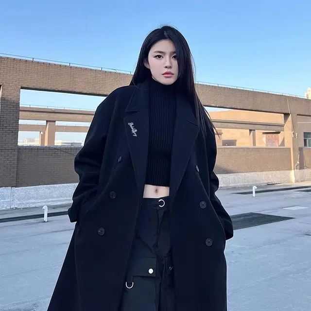 布客行 小个子可穿韩系慵懒老钱风基础长款过膝宽松舒适大口袋西装领保暖英伦风毛呢子外套高级感风衣休闲百搭落肩翻领长袖大衣 男女同款