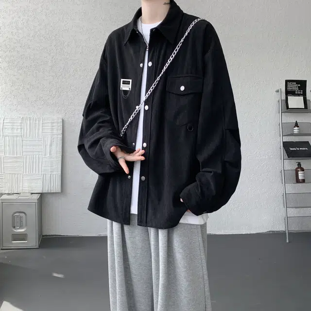 【设计感褶皱可穿230斤】布客行 拼接明线可拆卸胸针美式高街复古港风回潮垂感慵懒风纯色轻奢休闲舒适百搭早秋长袖衬衫 男女同款