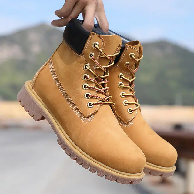 功夫伙伴 头层牛皮 防水耐磨 潮流舒适经典百搭复古时尚 短筒 户外靴 男女同款