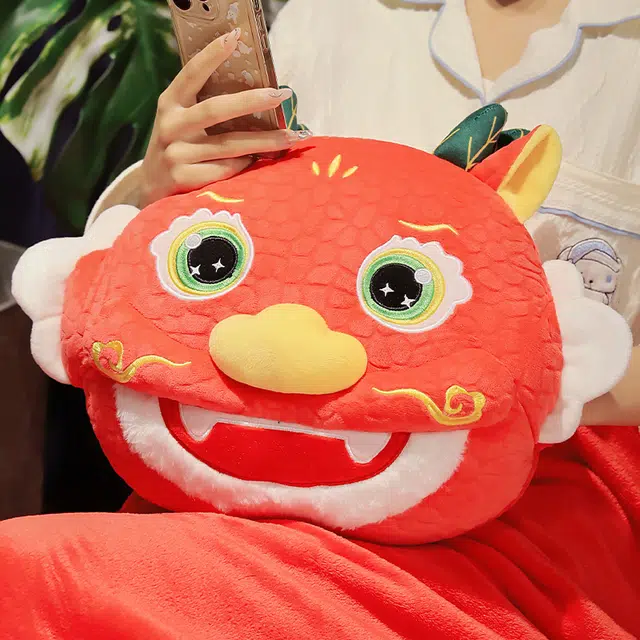波比熊 卡通龙龙三合一抱枕毯 玩偶 毛绒公仔