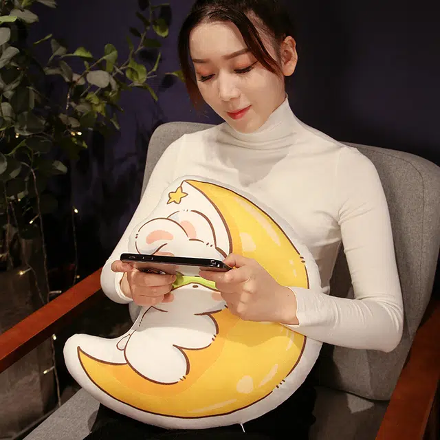 波比熊 可爱月球 许愿兔双面印花抱枕 玩偶 毛绒公仔