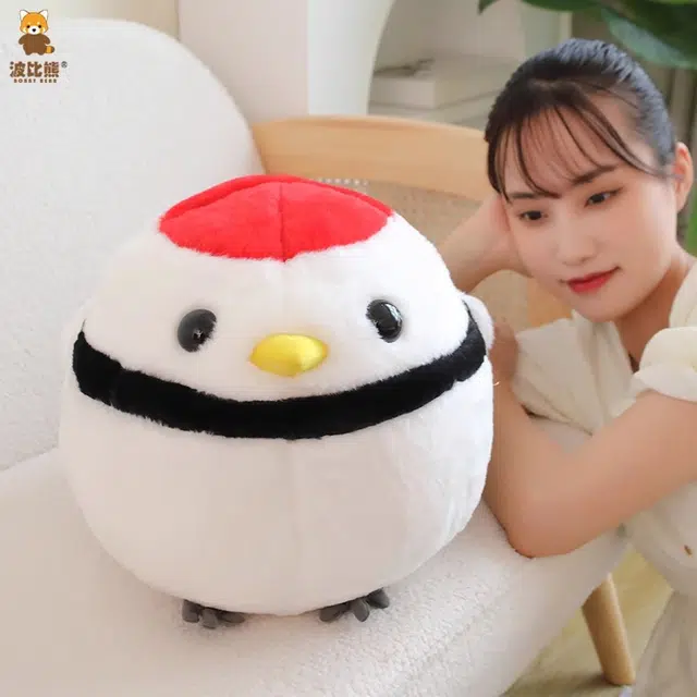 波比熊 可爱创意圆滚滚球形 丹顶鹤 老鹰 鸟抱枕 玩偶 毛绒公仔