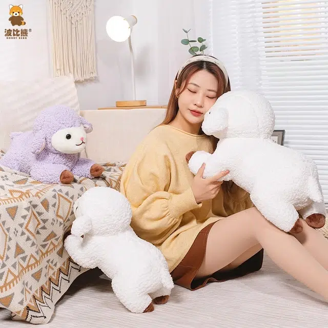 波比熊 可爱双色趴姿软萌绵羊 玩偶 毛绒公仔