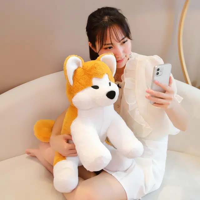 波比熊 可爱坐立秋田犬 狗狗汪星人 玩偶 毛绒公仔
