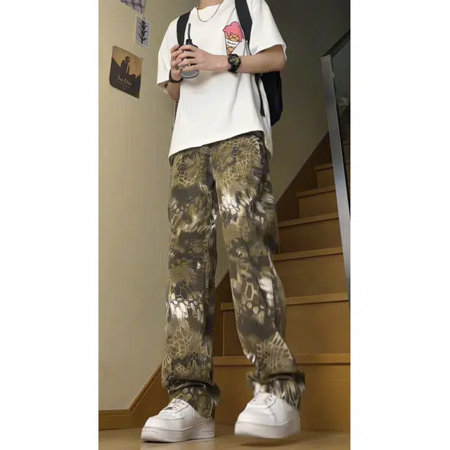 大白鲨 美式复古高街时尚牛仔裤 男女同款