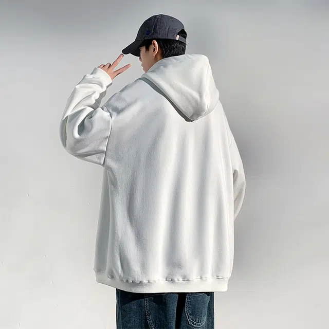 北欧攻略 美式纯色简约宽松连帽开衫 潮流百搭 舒适通勤卫衣 男女同款