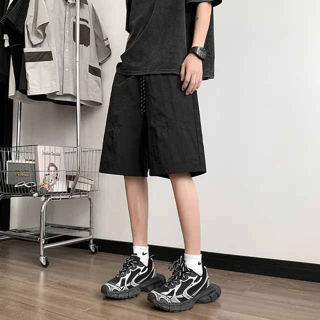 大白鲨 美式复古时尚潮流简约风五分裤休闲短裤 男女同款