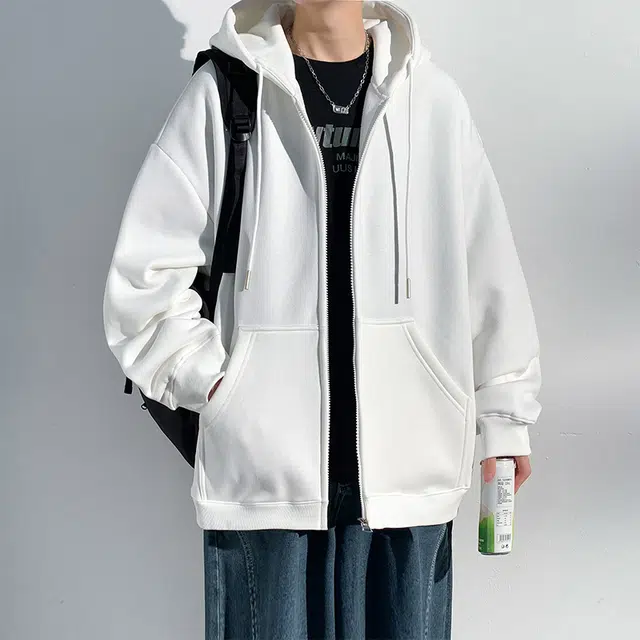 北欧攻略 美式纯色简约宽松连帽开衫 潮流百搭 舒适通勤卫衣 男女同款