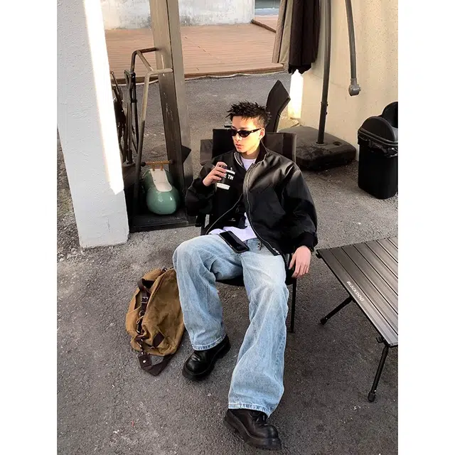大白鲨 飞行员立领短款时尚夹克外套 男款
