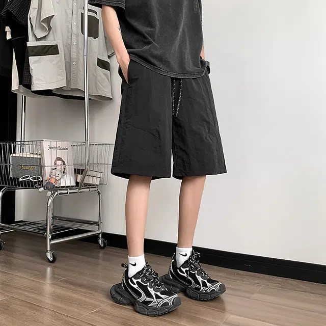 大白鲨 美式复古时尚潮流简约风五分裤休闲短裤 男女同款