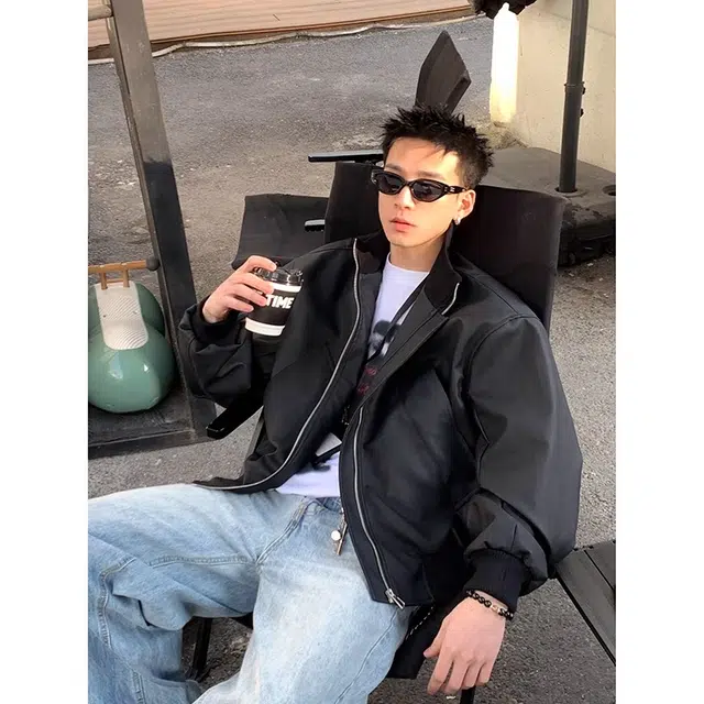 大白鲨 飞行员立领短款时尚夹克外套 男款