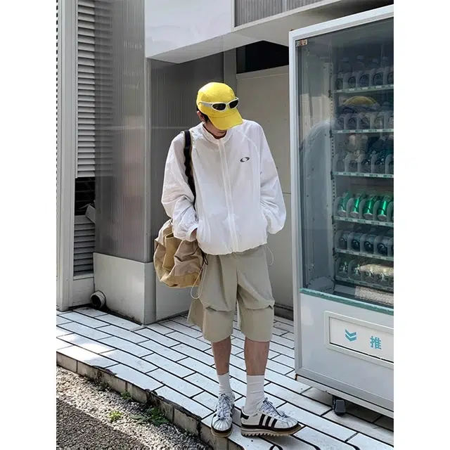 大白鲨 美式休闲运动宽松舒适纯色长袖防晒服 男女同款