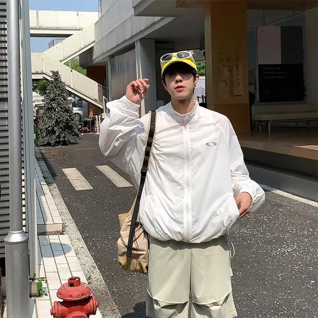 大白鲨 美式休闲运动宽松舒适纯色长袖防晒服 男女同款