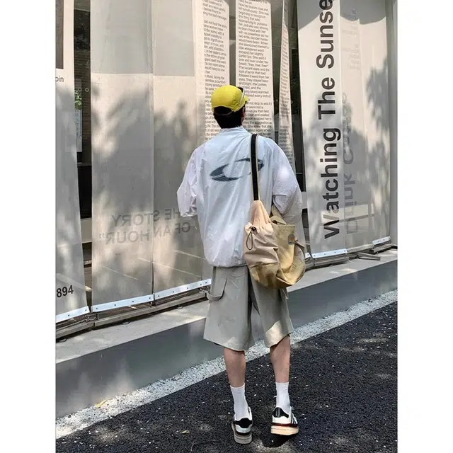 大白鲨 美式休闲运动宽松舒适纯色长袖防晒服 男女同款