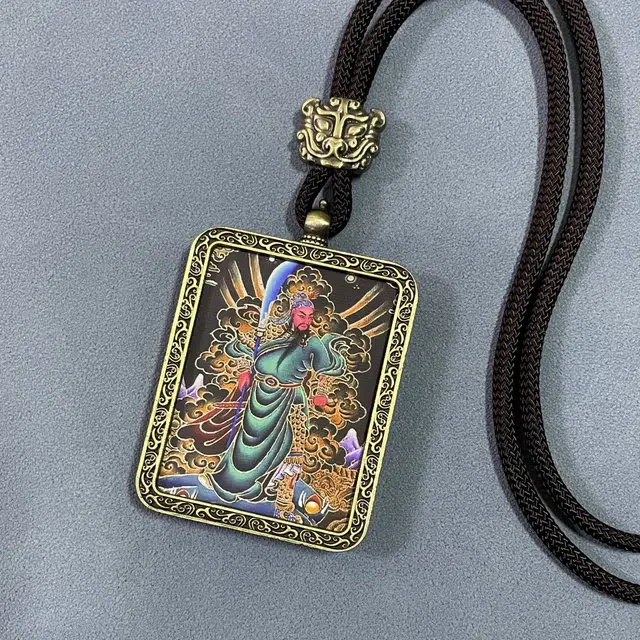 【过关斩将 鱼跃龙门】 睦珦 时招万里财 新藏式风关公手绘唐卡 手工编织民族风复古 招财纳福#好运 合金 项链 男女同款情侣款