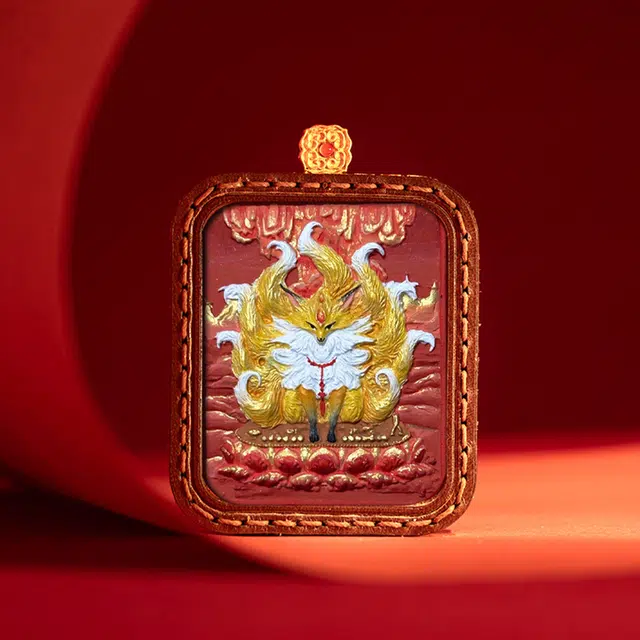 睦珦 锦上添花 佳偶天成 红蓝九尾狐仙唐卡诸事顺利 福禄吉祥小众事业运#好运 合金 项链 男女同款情侣款