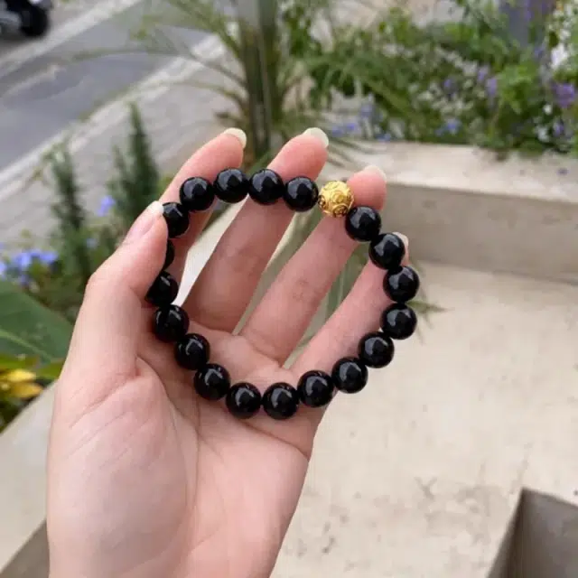 【已过香祝福】  睦珦 时来好运  黑金手持转运珠色泽饱满做工精美  单圈复古文玩搭配手持#好运 黑檀 手串 男女同款情侣款