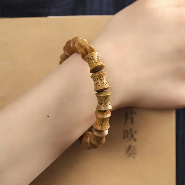 【已过香祝福】 睦珦 福气满满 中式国潮复古串珠 六字箴言 招财纳福 绕指柔 单圈文玩盘串手饰#好运 绿檀 手串 男女同款情侣款