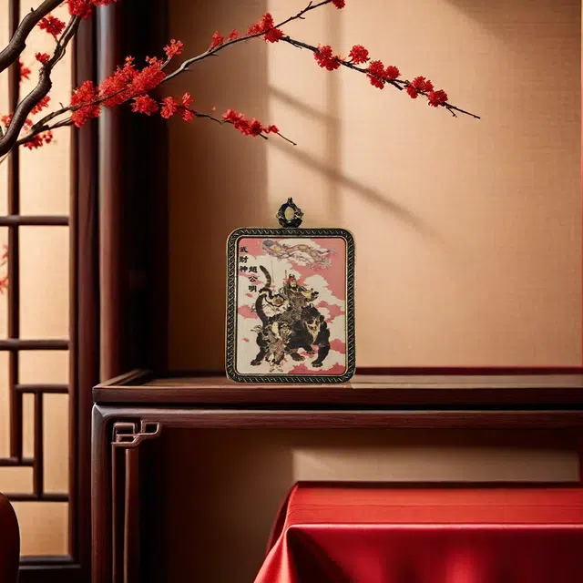 【福星高照交旺运】 睦珦 时来运转 武财神赵公明万事顺利年年红唐卡诸事顺利 福禄吉祥小众#好运 合金 项链 男女同款情侣款