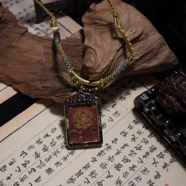 【招财进宝运气好】 睦珦 锦上添花 黄财神唐卡诸事顺利平安喜乐 八方来财福禄吉祥小众#好运 合金 项链 男女同款情侣款