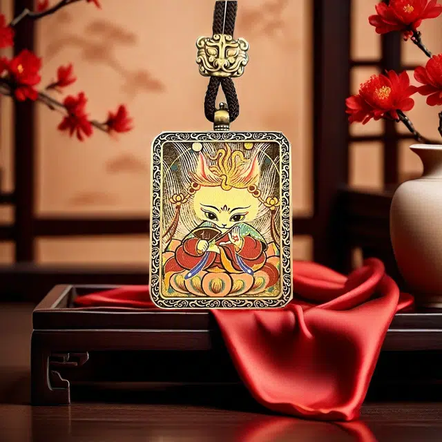 【福星高照交旺运】 睦珦 时来运转 九尾狐仙万事顺利年年红唐卡诸事顺利 福禄吉祥小众#好运 合金 项链 男女同款情侣款