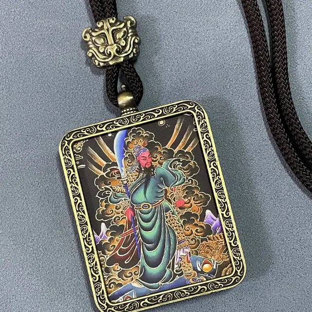 【过关斩将 鱼跃龙门】 睦珦 时招万里财 新藏式风关公手绘唐卡 手工编织民族风复古 招财纳福#好运 合金 项链 男女同款情侣款
