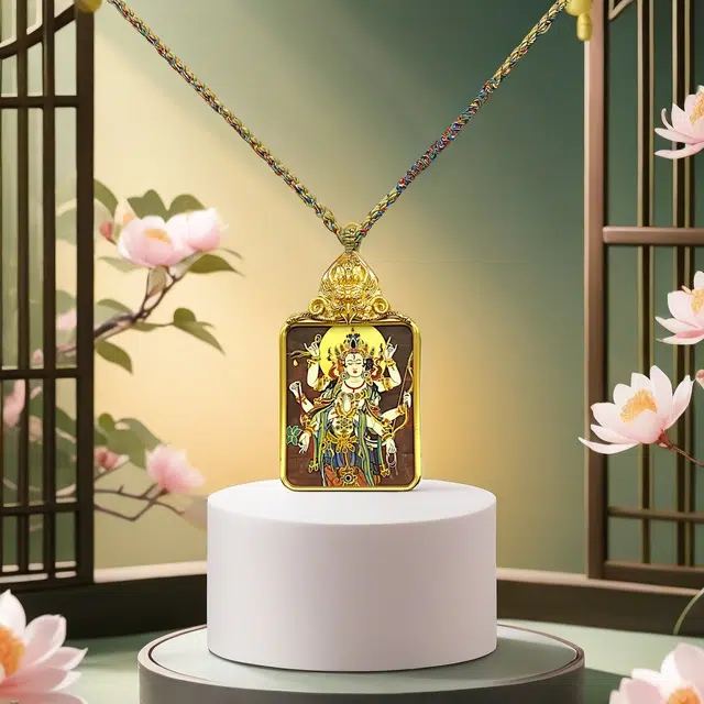 【招财进宝运气好】 睦珦 锦上添花 千手观音唐卡诸事顺利平安喜乐 八方来财福禄吉祥小众#好运 合金 项链 男女同款情侣款