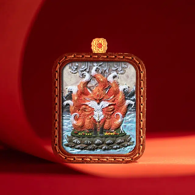 睦珦 锦上添花 佳偶天成 红蓝九尾狐仙唐卡诸事顺利 福禄吉祥小众事业运#好运 合金 项链 男女同款情侣款