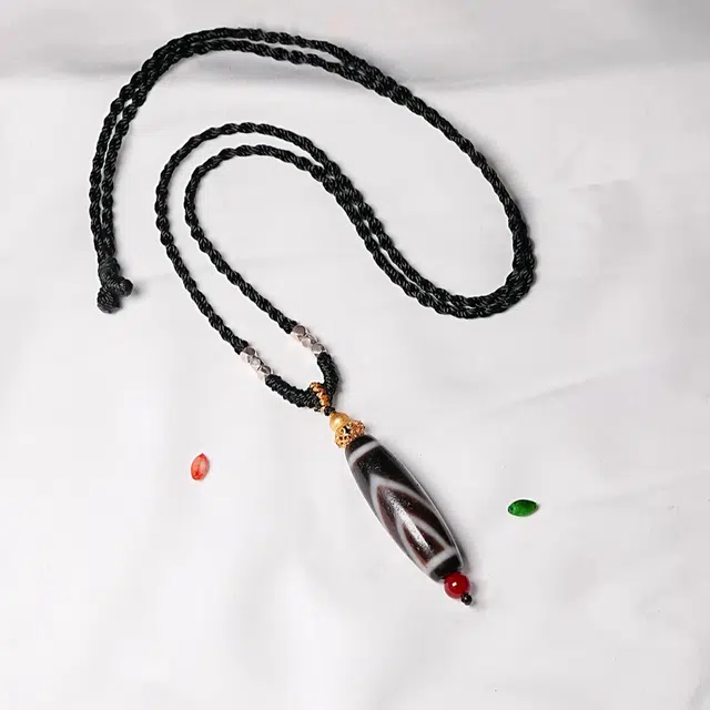 【发财的风吹不停】 睦珦 吉祥天珠 新中式国潮风复古手工编制绳吉祥平安#好运 玛瑙 项链 男女同款情侣款