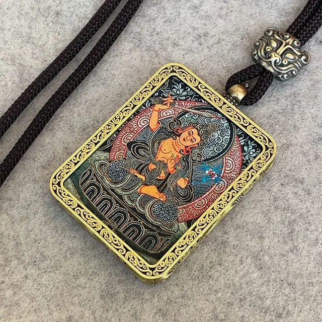【发财的风吹不停】 睦珦 招财进宝 八大守护神黑金唐卡诸事顺利 平安喜乐新中式 飞黄腾达福禄吉祥小众#好运 合金 项链 男女同款情侣款