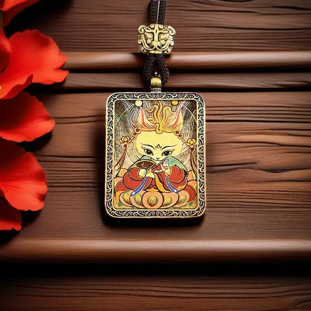 【福星高照交旺运】 睦珦 时来运转 九尾狐仙万事顺利年年红唐卡诸事顺利 福禄吉祥小众#好运 合金 项链 男女同款情侣款