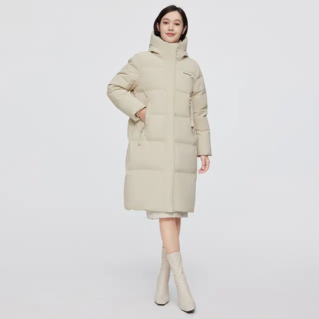 波司登 中长款连帽双重门襟常规长袖通勤羽绒服 女款