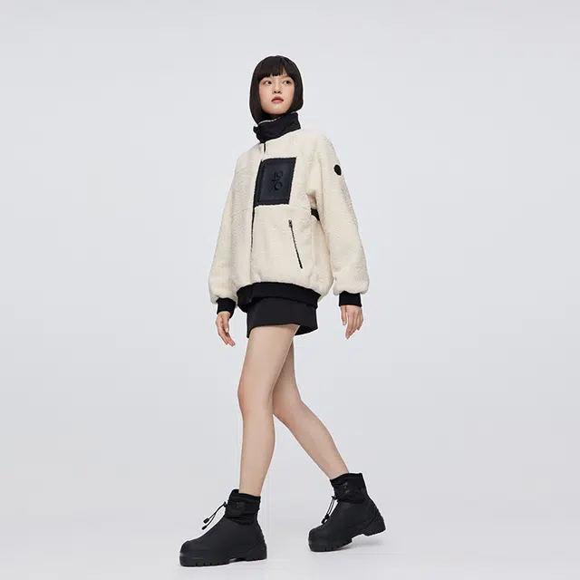 波司登 纯色色块宽松立领长袖羽绒服 女款