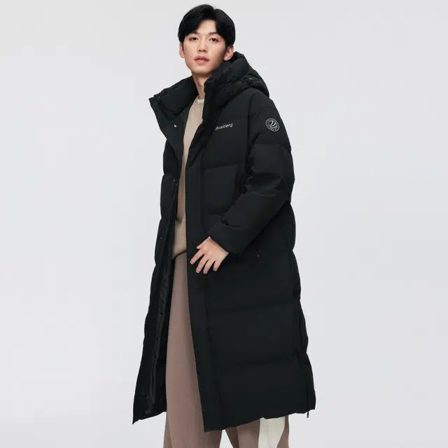 波司登 时尚运动系列 时尚涂鸦印花防风保暖宽松舒适百搭加厚侧摆拉链过膝羽绒服 男女同款