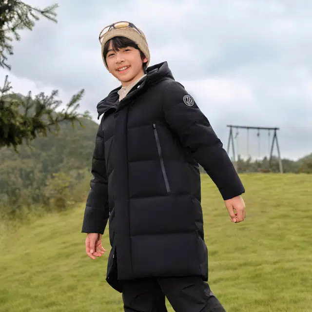 波司登 简约基础连帽舒适中长款百搭长袖羽绒服 青少年
