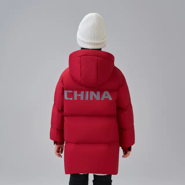 波司登 太空系列 简约舒适连帽拉链中长款长袖羽绒服 青少年